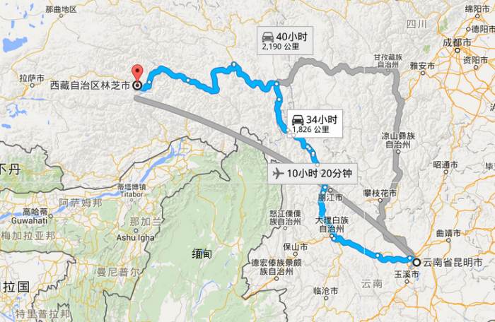 昆明到林芝多少公里?怎么坐車(chē)?昆明到林芝機(jī)票是多少錢(qián)?