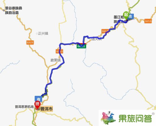 墨江到普洱自駕車(chē)線路圖